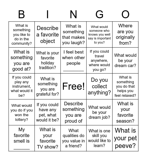 Getting to Know Eachother!I Bingo Card