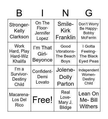 MUSIC BINGO Card