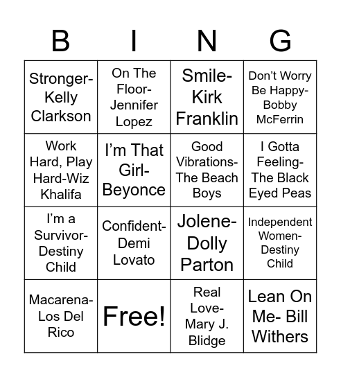 MUSIC BINGO Card