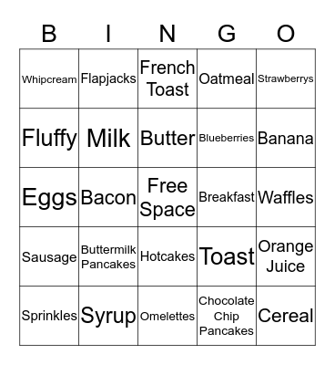Pancake Bingo Card