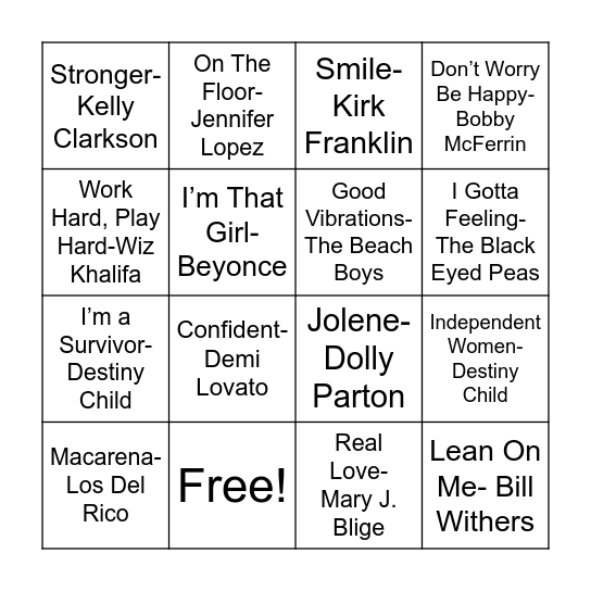 MUSIC BINGO Card