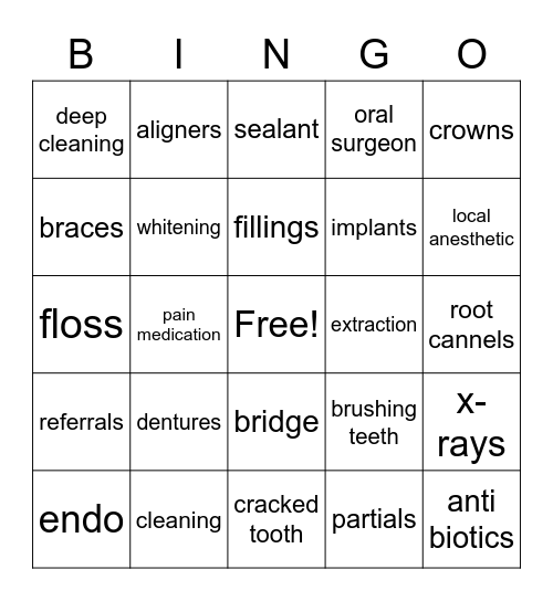 Risas dental bingo Card