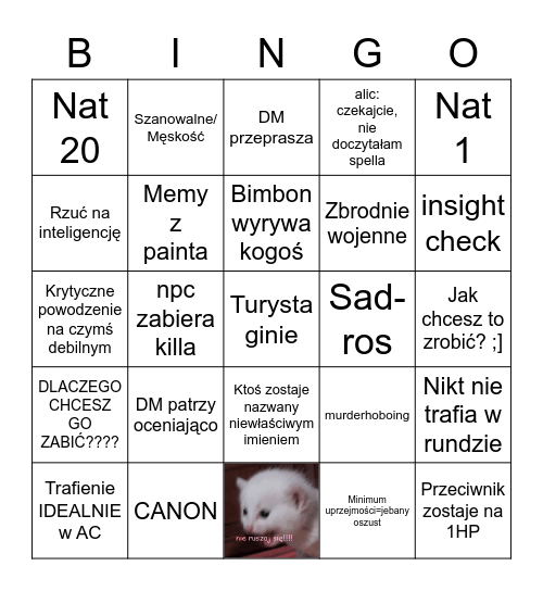 D&D Bingo Card