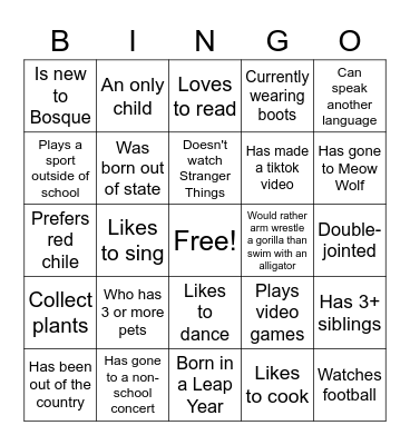 Advisory Bingo Card