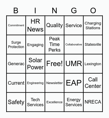 EnergyUnited BINGO Card