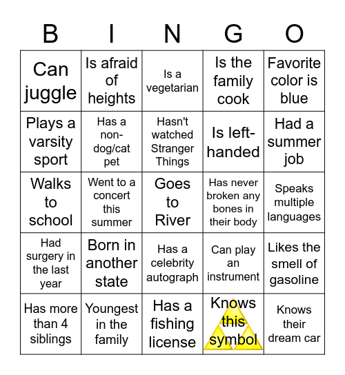 Personal Bingo Icebreaker Bingo Card
