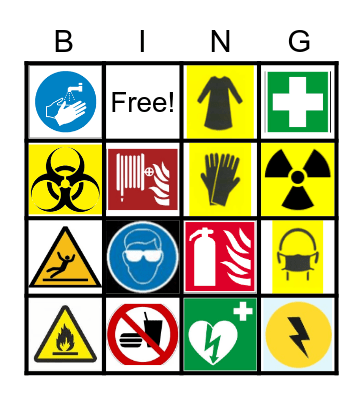 Healthcare Safety Signs and Symbols Bingo Card