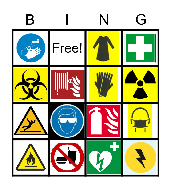 Healthcare Safety Signs and Symbols Bingo Card