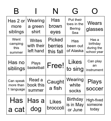 After School Bingo Card