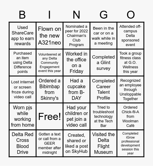 Global Employee Engagement and Recognition BINGO Card