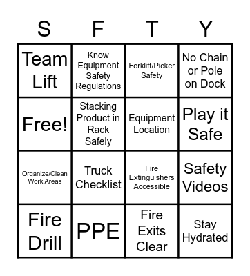 Safety Bingo Card