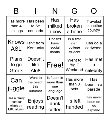Find Someone Who... Bingo Card