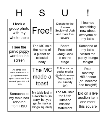 TEST BINGO Card