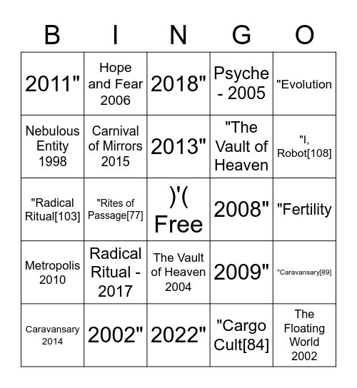 Burning Man Themes Bingo Card