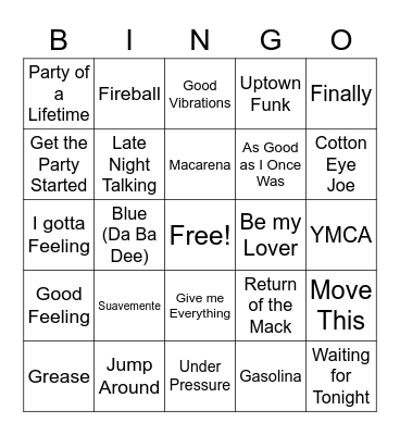 Let’s Party 2 Bingo Card