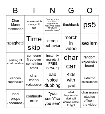 Dhar Mann Bingo Card