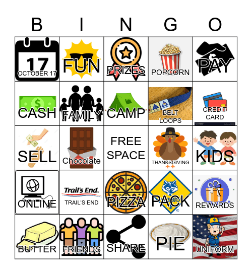 Popcorn Bingo Card