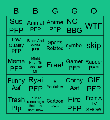 PFP DISCORD Bingo Card