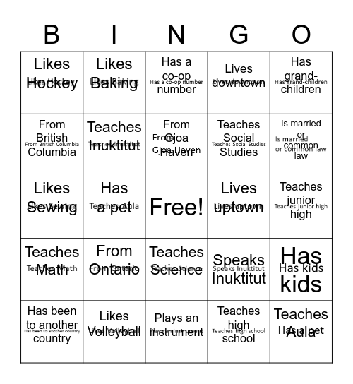 Qiqirtaq Staff 2022/2023 Bingo Card