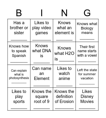 Find Someone Who...Bingo Card