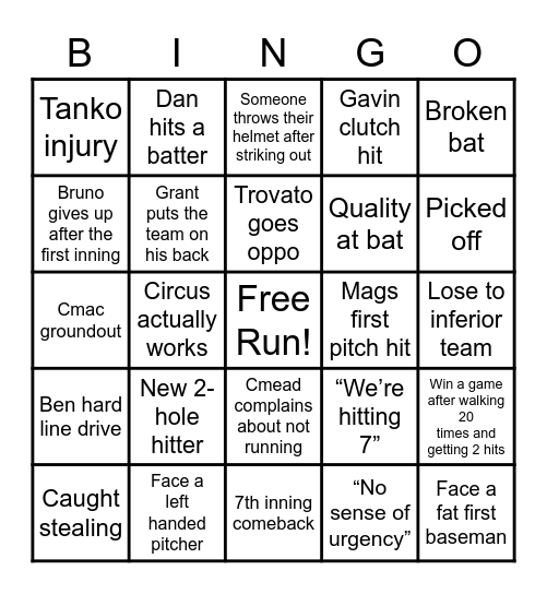 Aviators Bingo Card