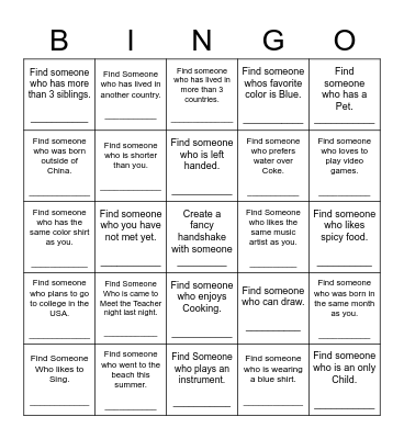 Find Someone Who Bingo Card