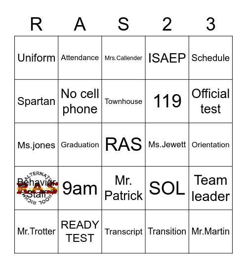 Back to RAS Bingo Card