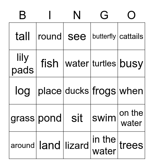 D20 The Busy Pond Bingo Card