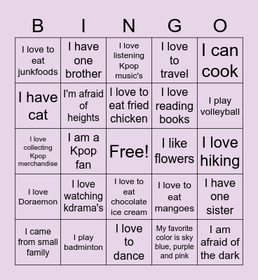 Meet Me Bingo Card