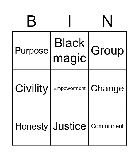 YEP Bingo Card