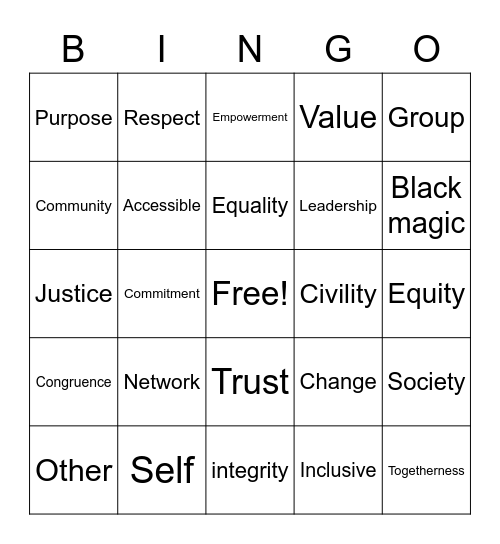 YEP Bingo Card