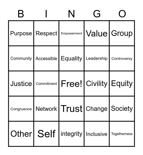 YEP Bingo Card