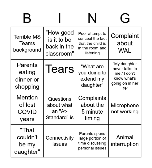 PTI BING!!! Bingo Card