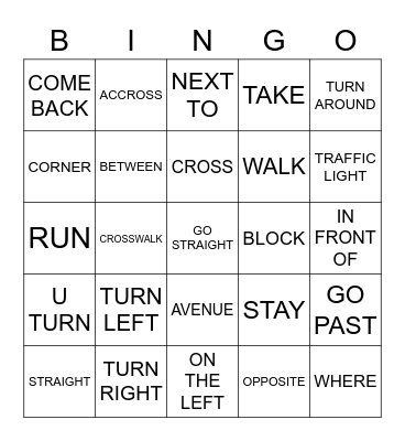 VOCABULARY Bingo Card