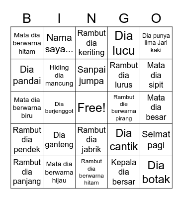 Rambut dan Mata Bingo Card