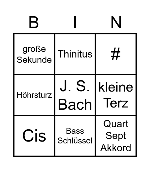 Tonsatz Bingo Card