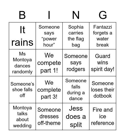 Band Camp Bingo! Bingo Card