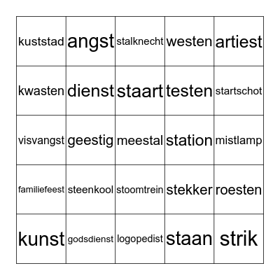 articulatie -st- Bingo Card