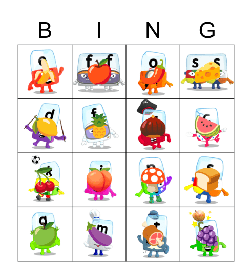 Alphablocks Phase 2 Bingo Card