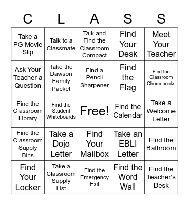 Open House Bingo Card