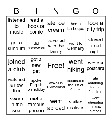 Holiday Bingo Card