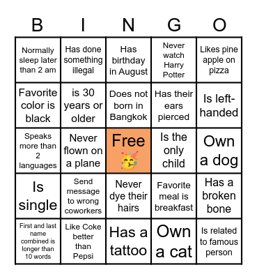 H LAB Get to know Bingo Card