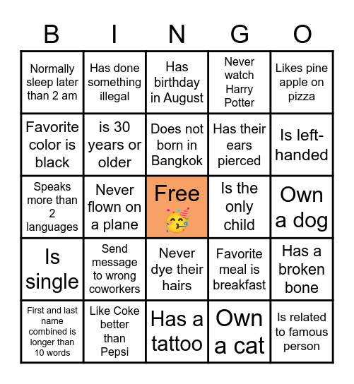 H LAB Get to know Bingo Card