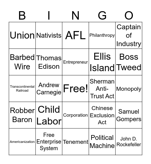 Common Assessment #1 Review Bingo Card