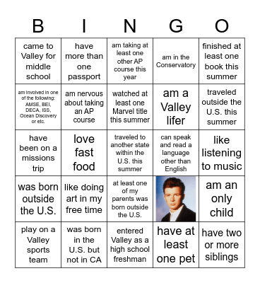 Get to Know Ya Bingo Card