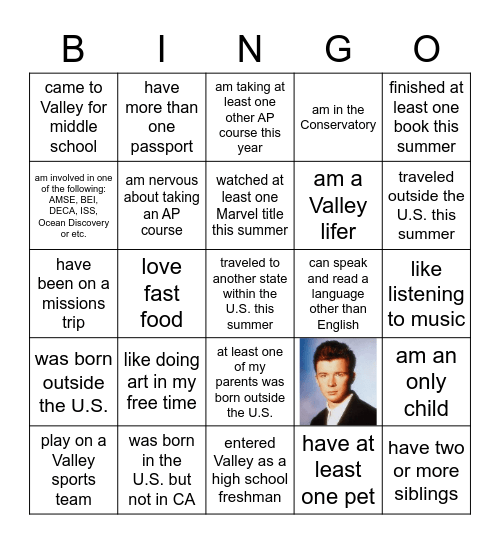 Get to Know Ya Bingo Card