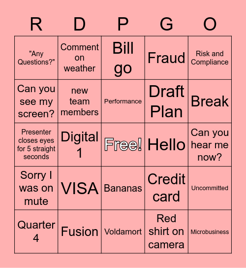 RDPGO PI4 DAY 1 (game 2) Bingo Card