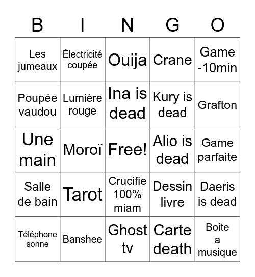 Phasmophobia Bingo Card