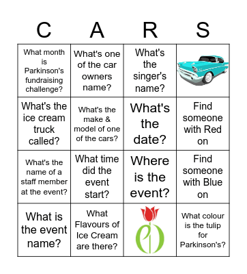 PARK IT FOR PARKINSON'S Bingo Card