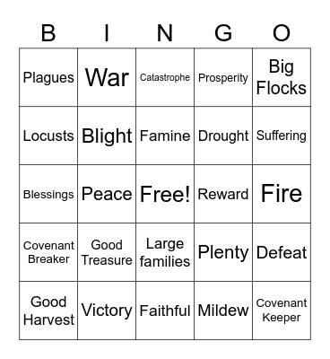 Covenant Bingo! Bingo Card